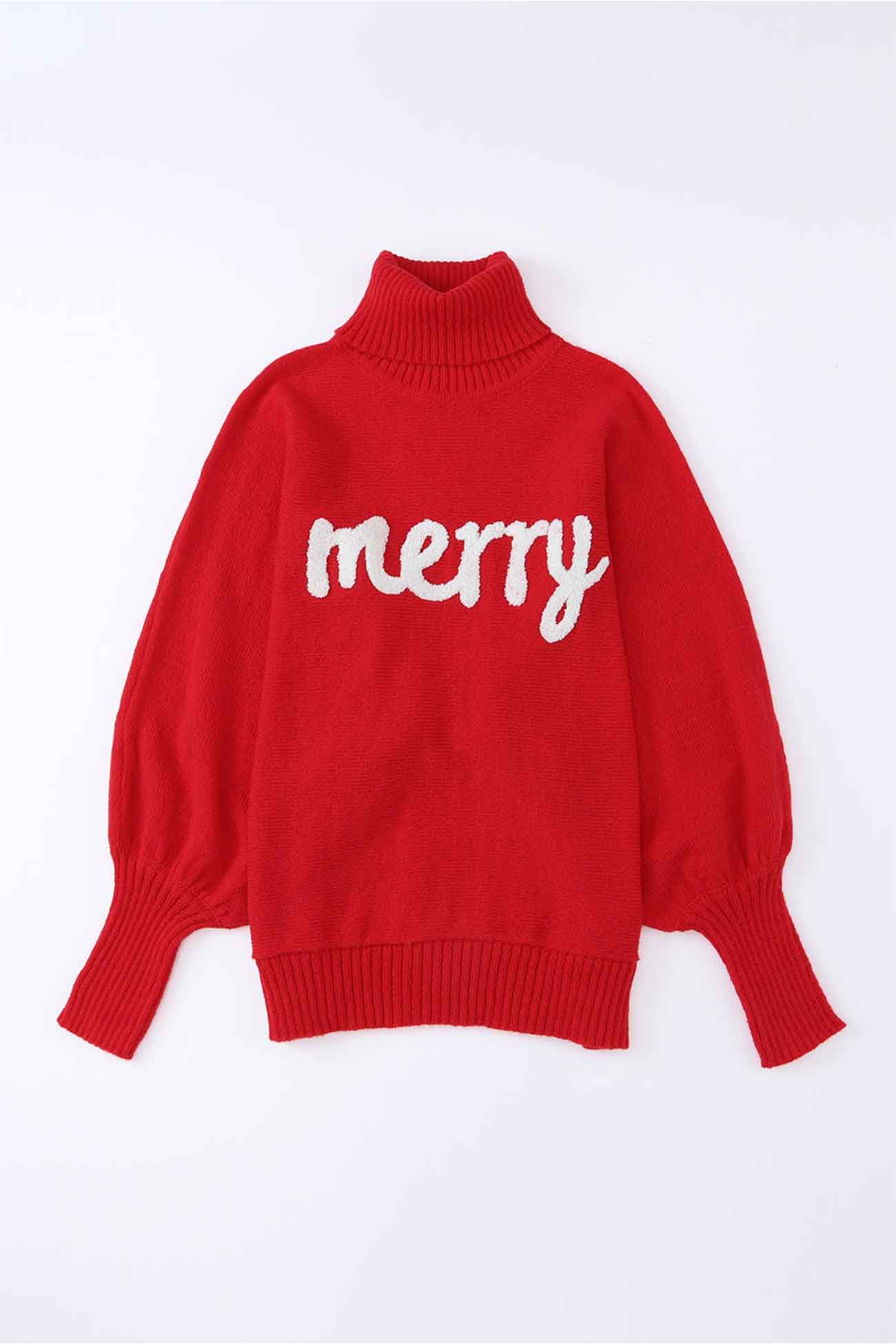 Theresa | Cheerful turtleneck knit sweater with printed sleeves