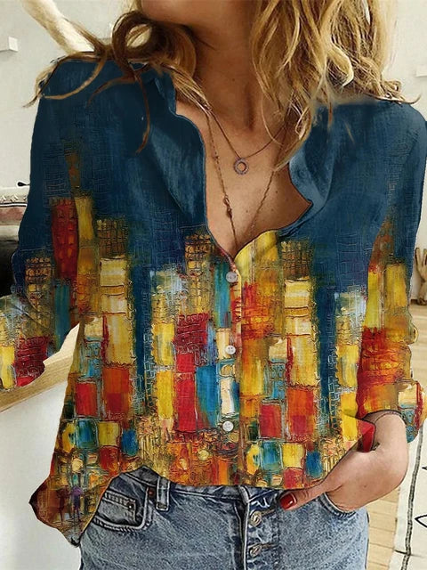 Melanie® | Printed Casual Loose Long Sleeve Blouse