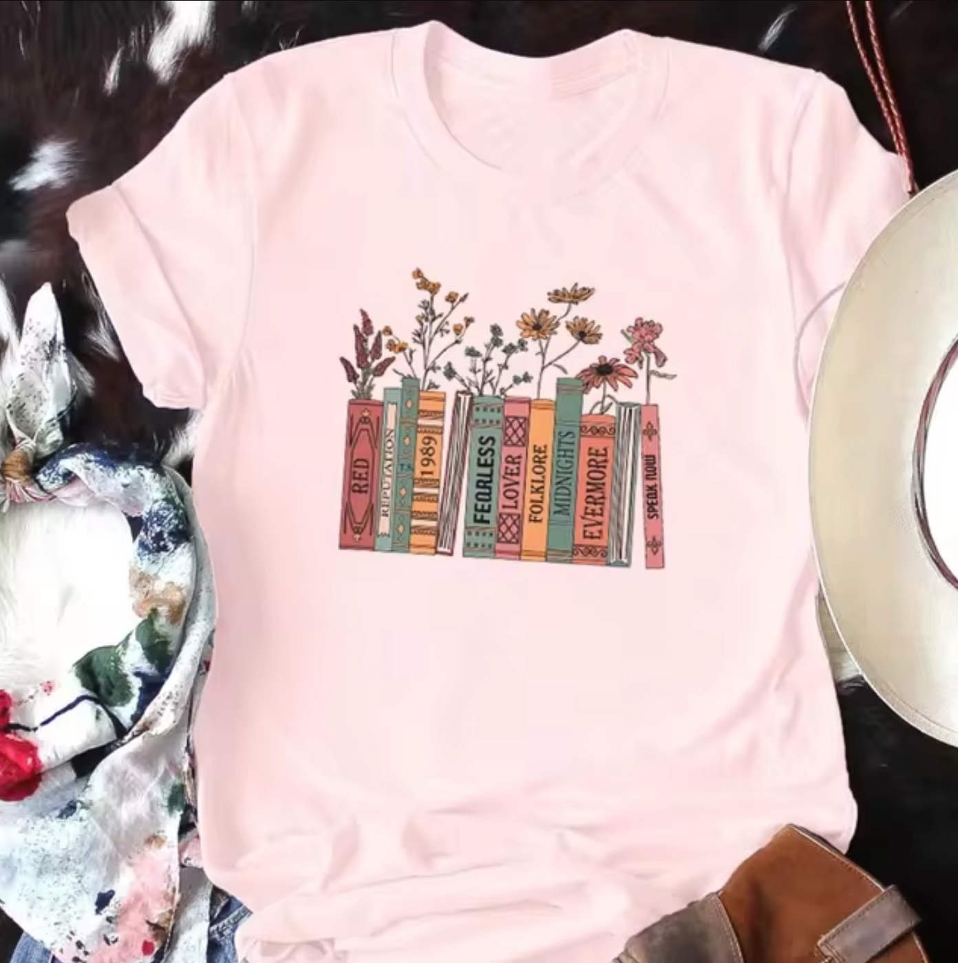 Renata® | Book And Flower Print T-Shirt