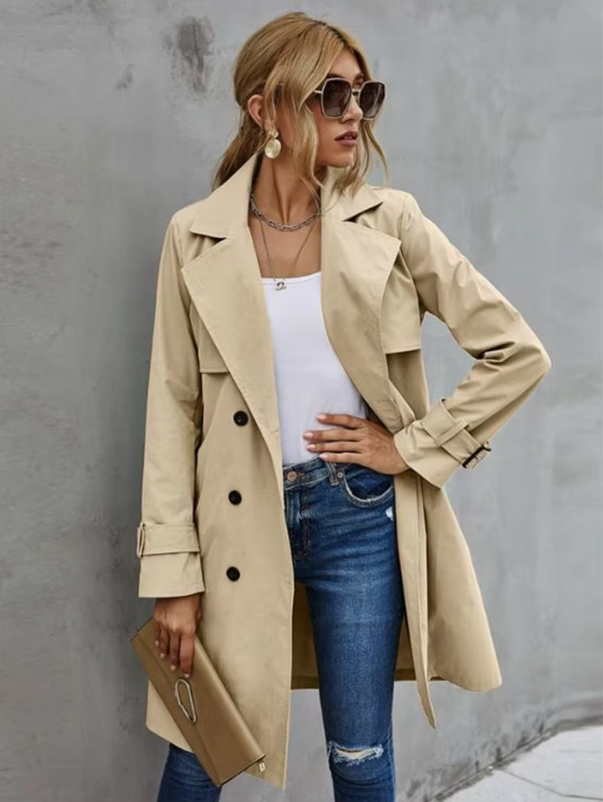 Geraldine | Casual long sleeve trench coat
