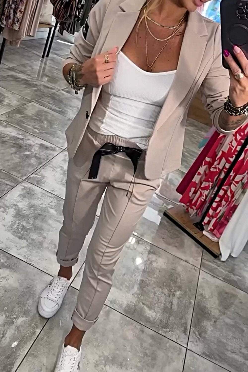 Simone | Elegant cotton jacket and trousers