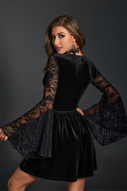 Velvet Lace-Up Gothic Dress