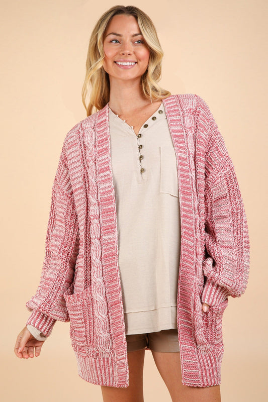 Paty | VERY J cable knit open front cardigan