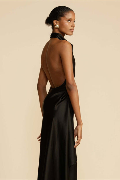 Elegant Satin Slit Backless Party Dress