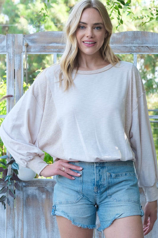 Emma | Hailey & Co rib and two-tone knit blend top