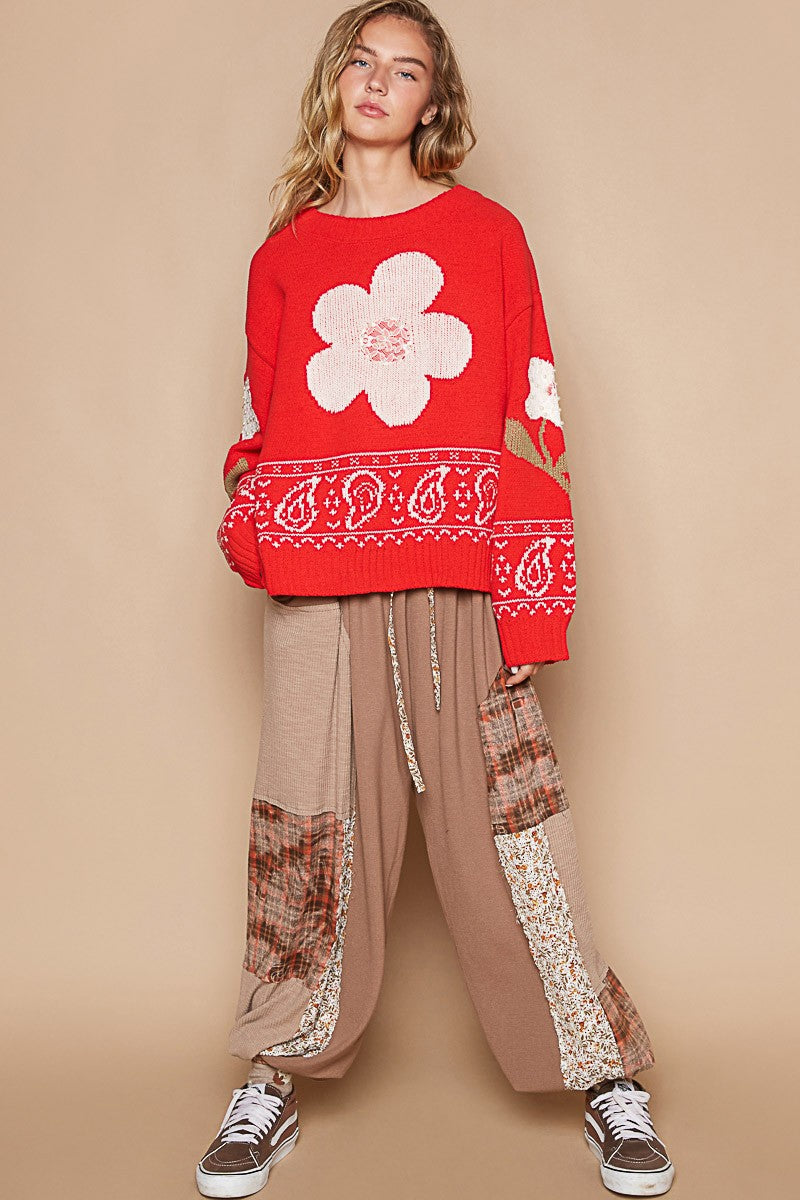Daniela | POL long-sleeved sweater with floral lace patch