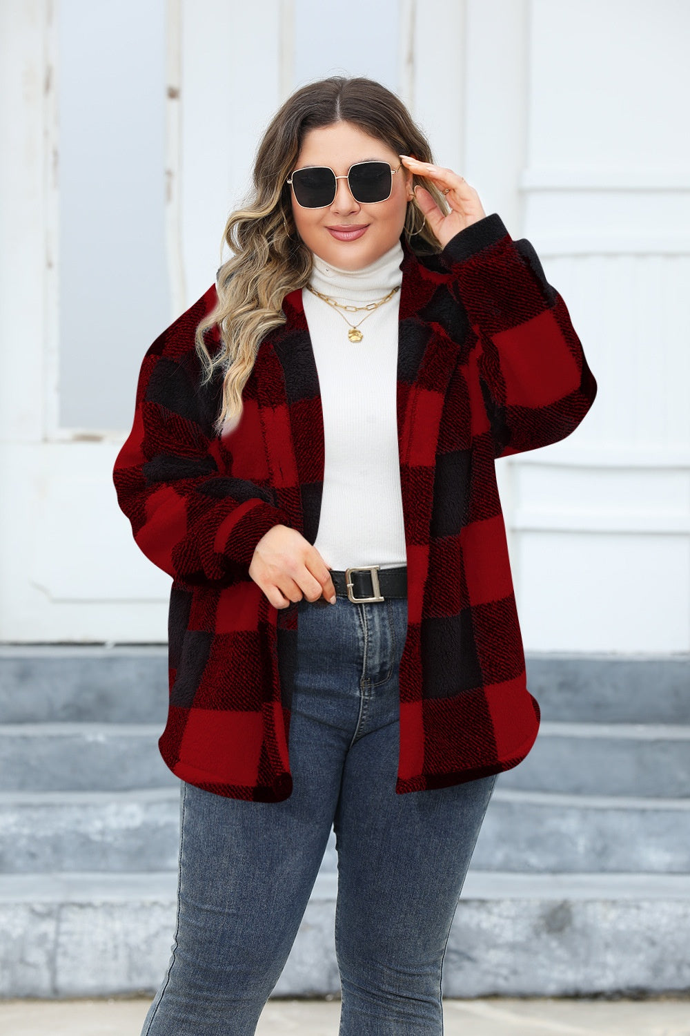 Isadora | Oversized checked hoodie with buttons