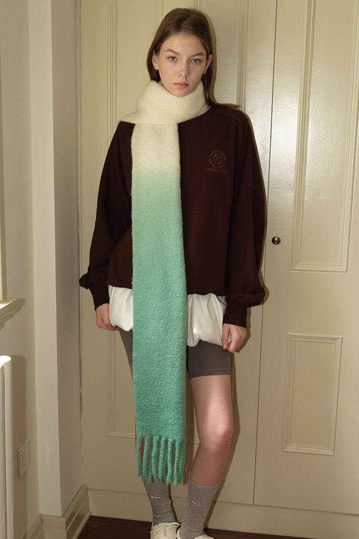 40% Wool Blend Contrast Color Tie-Dye Gradient Scarf