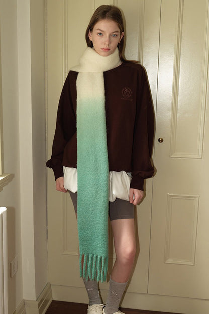 40% Wool Blend Contrast Color Tie-Dye Gradient Scarf