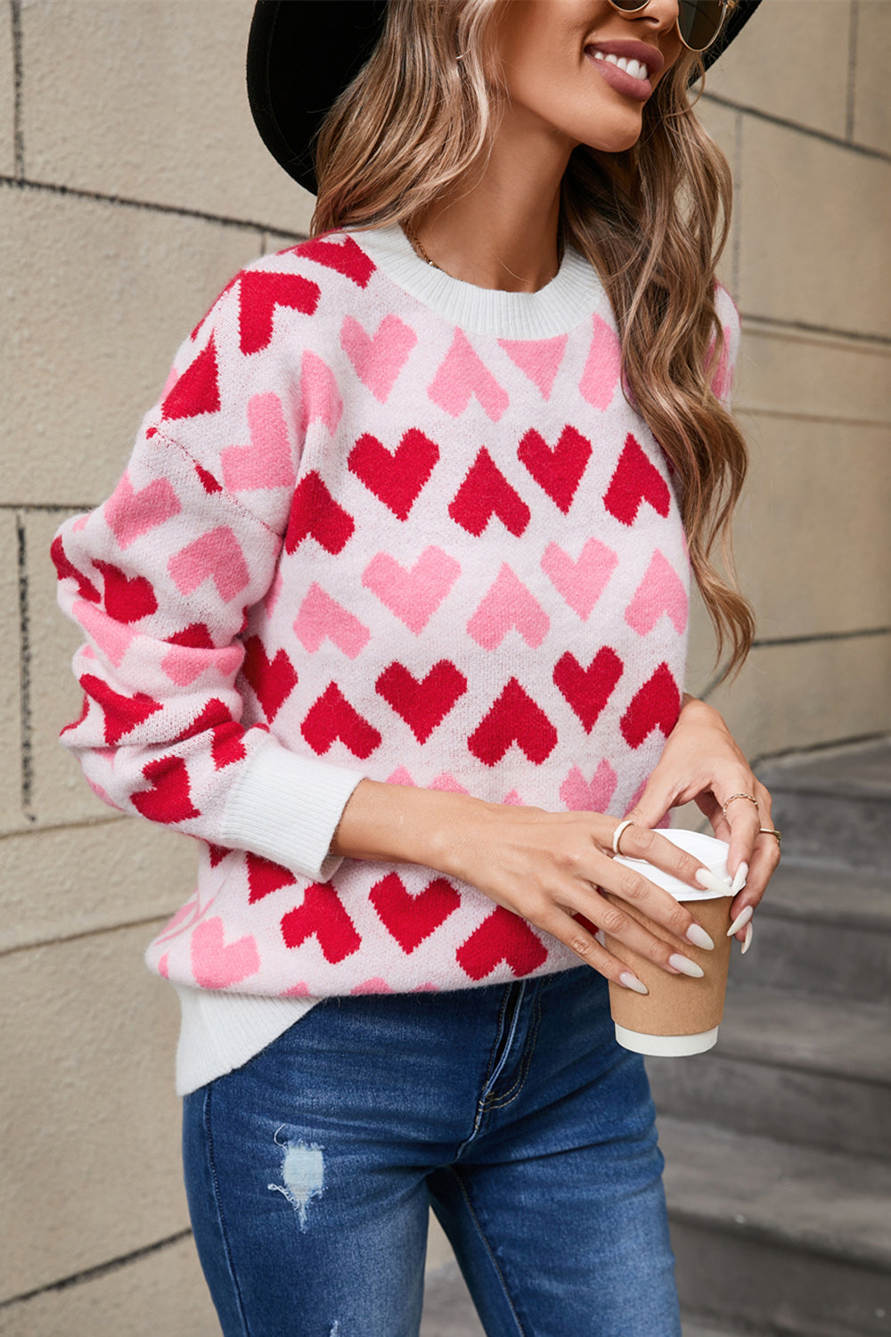 Sigrid | Jumper with contrasting heart and crew neck