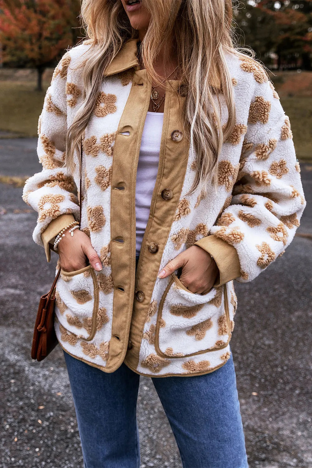 Fabiola | Floral long sleeve button down jacket