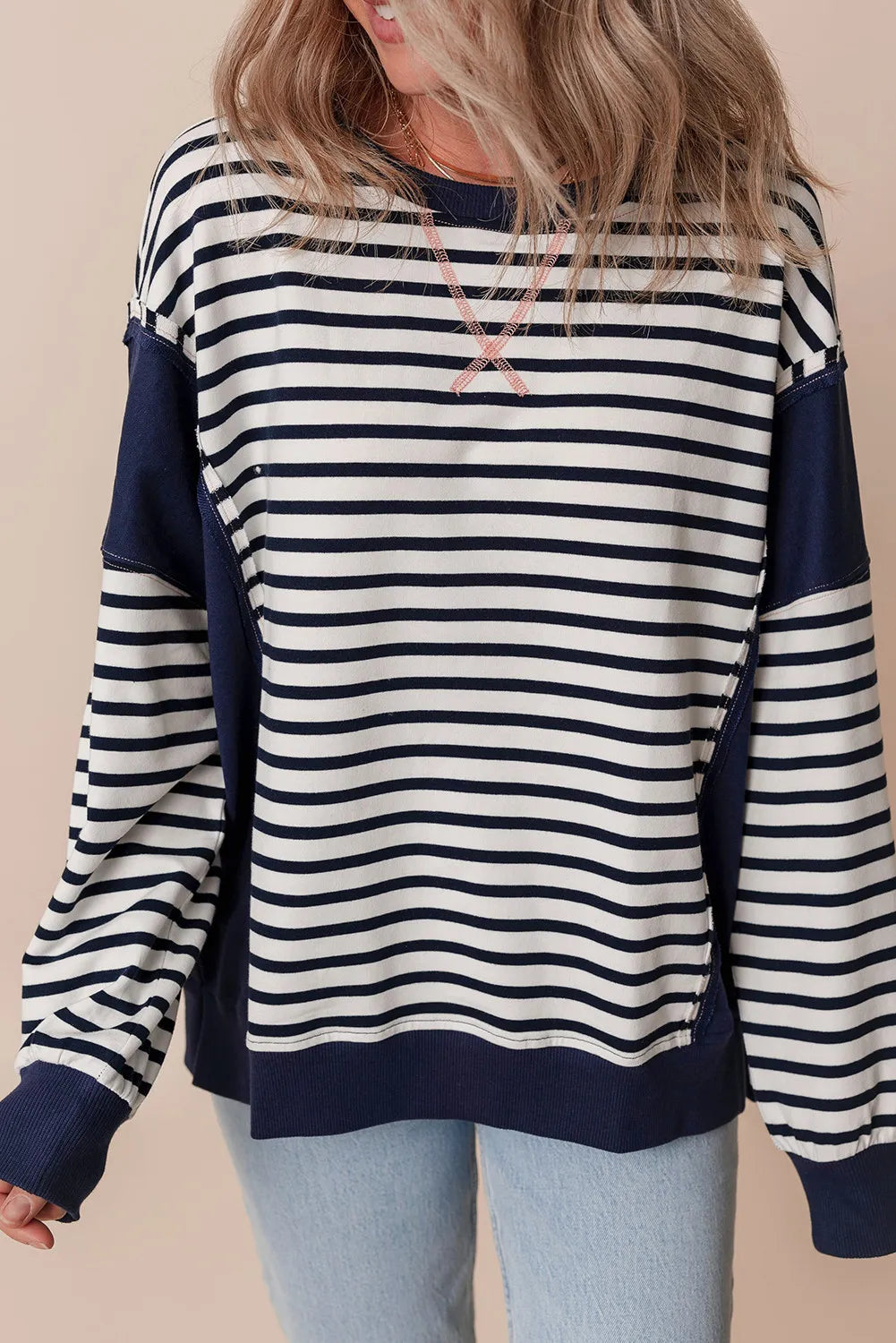 Vera | Striped long-sleeved crew neck sweatshirt