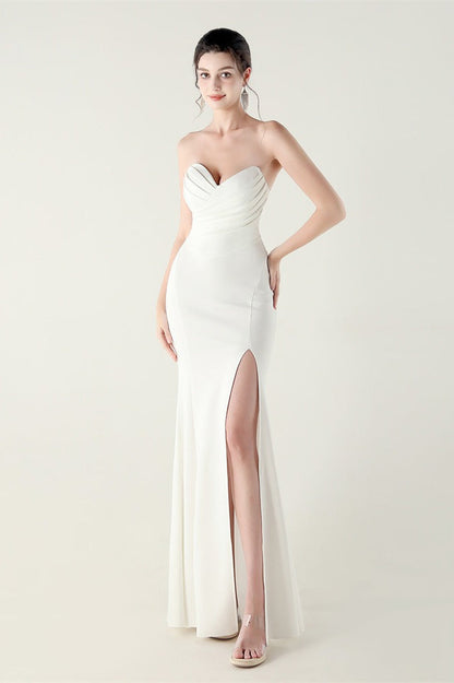 Strapless Sweetheart Pleated Party Dress