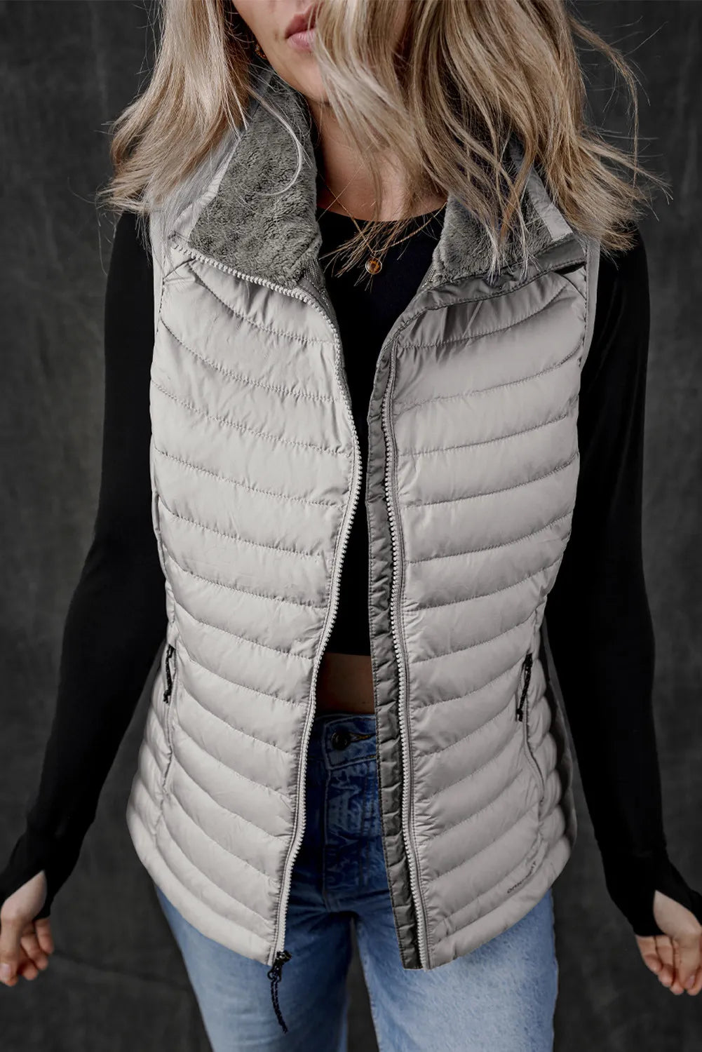 Silvia | Vest coat with zip and pockets