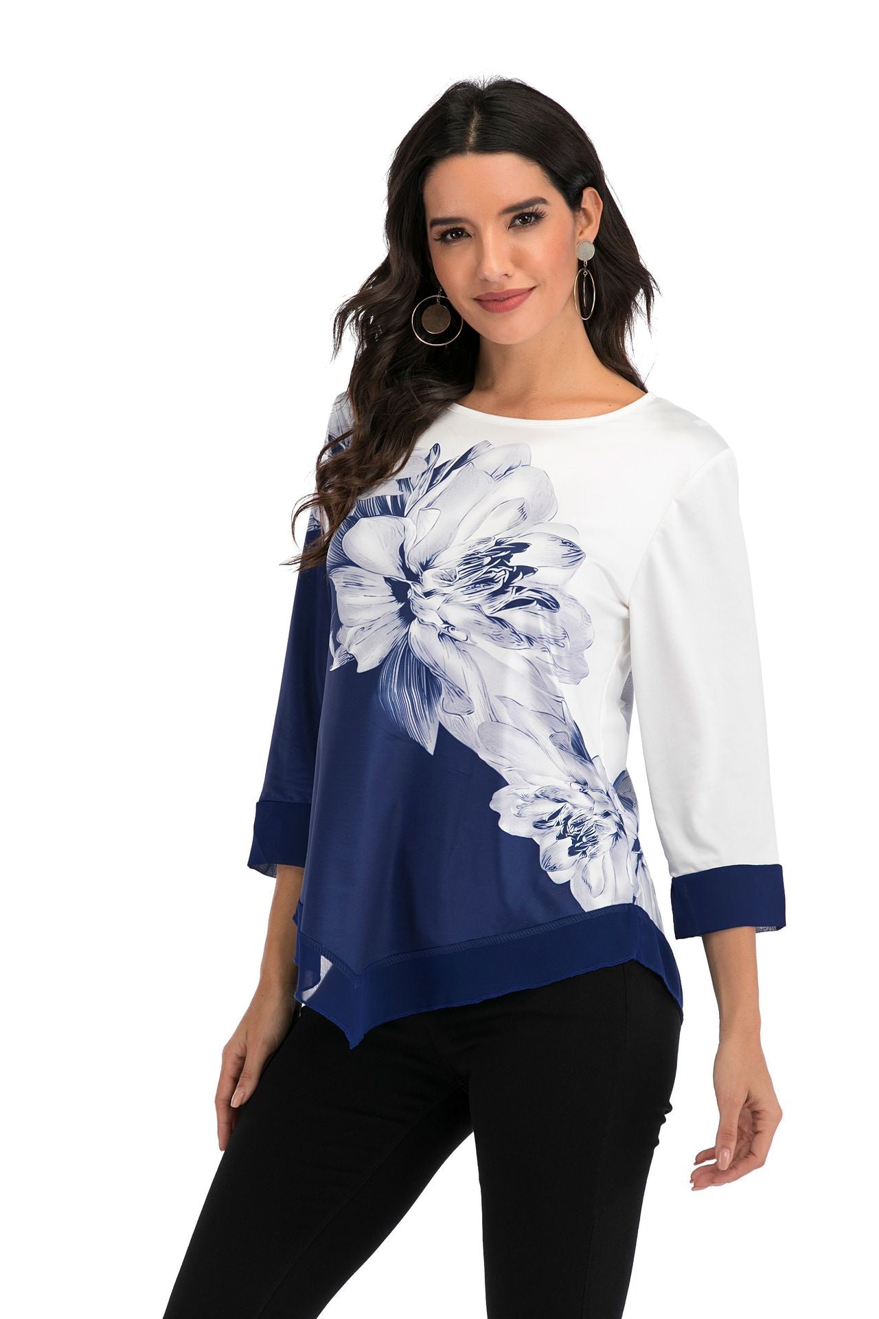 Lourdes® | Stylish Loose Blouse With Irregular Hem