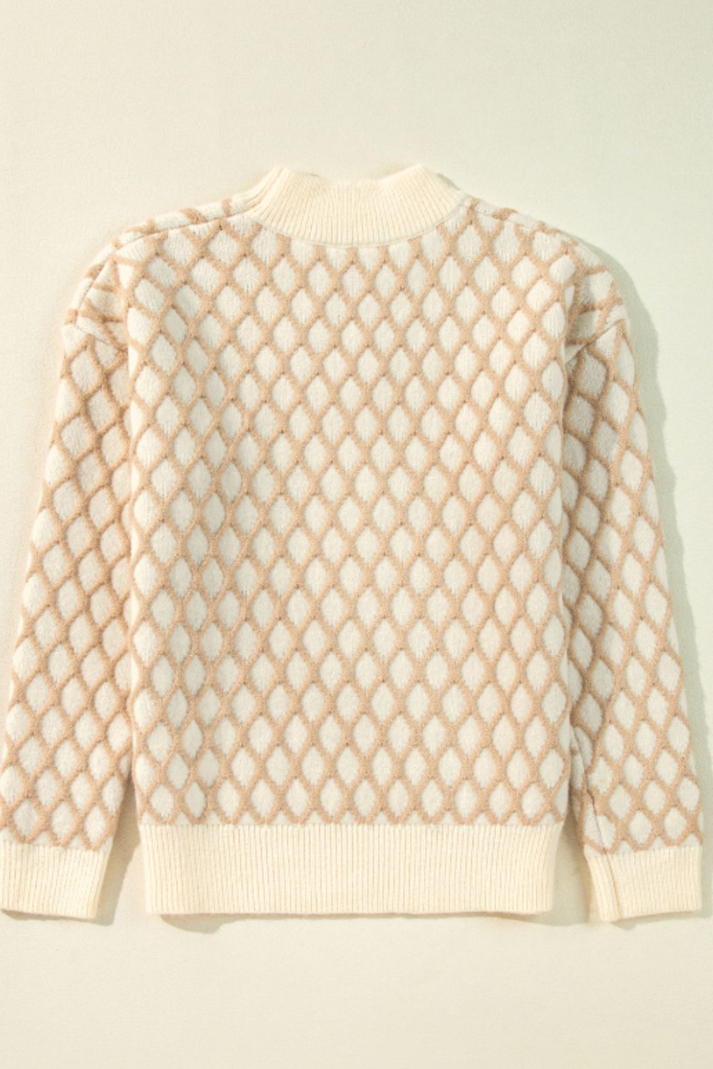 Miriam | Long-sleeved sweater with a stand-up collar and a diamond pattern