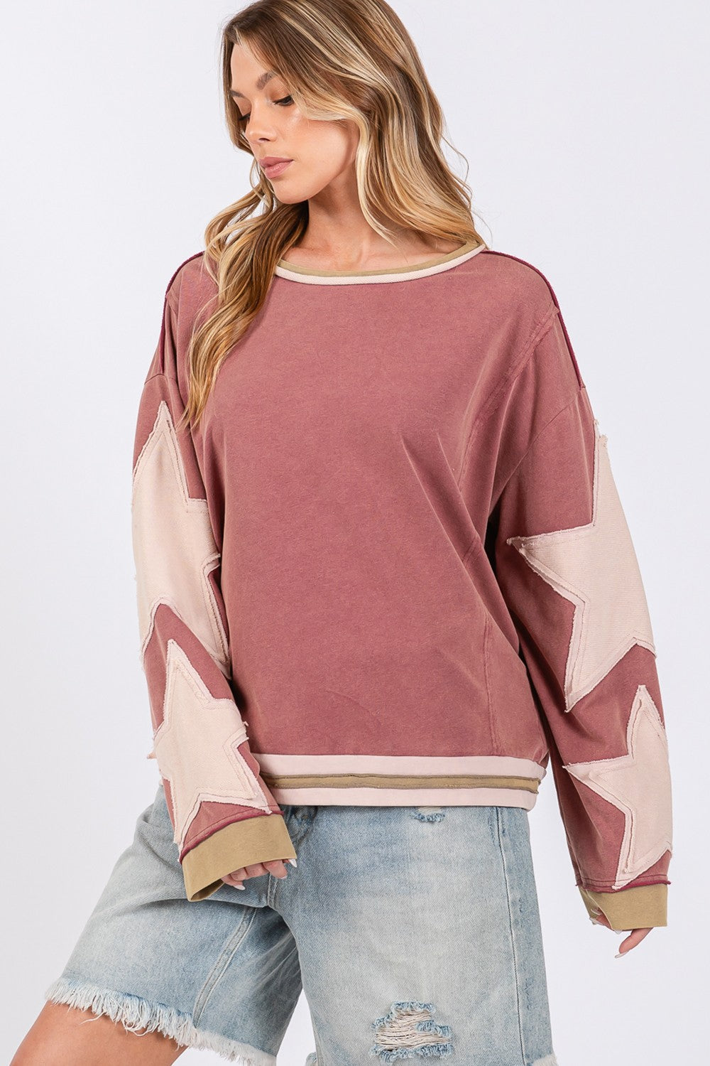 Wendy | SAGE + FIG French terry sweatshirt with star appliqué patch