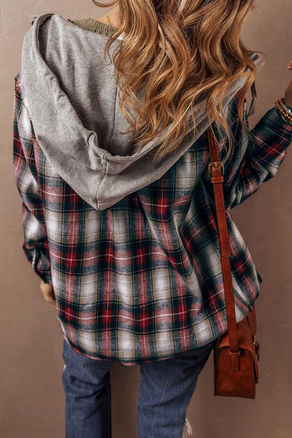 Gabriele | Checked hooded jacket with drawstring and buttons