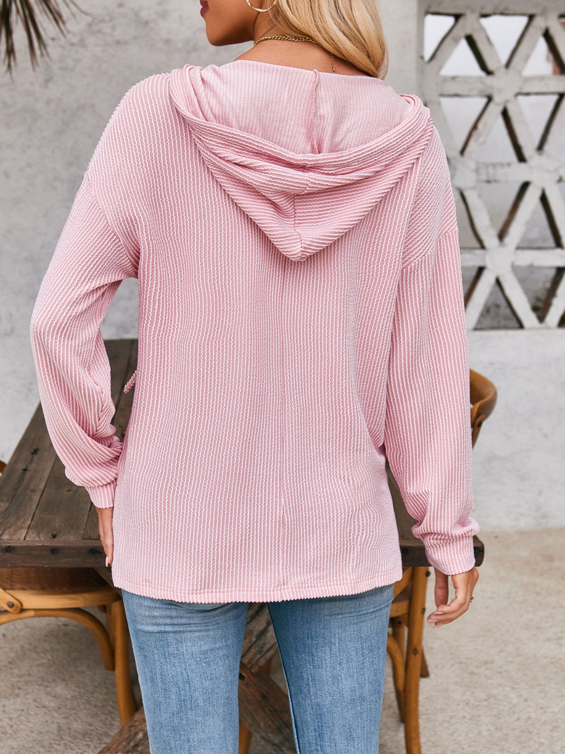 Melanie | Double Take hoodie with drawstring, dropped shoulder and long sleeves
