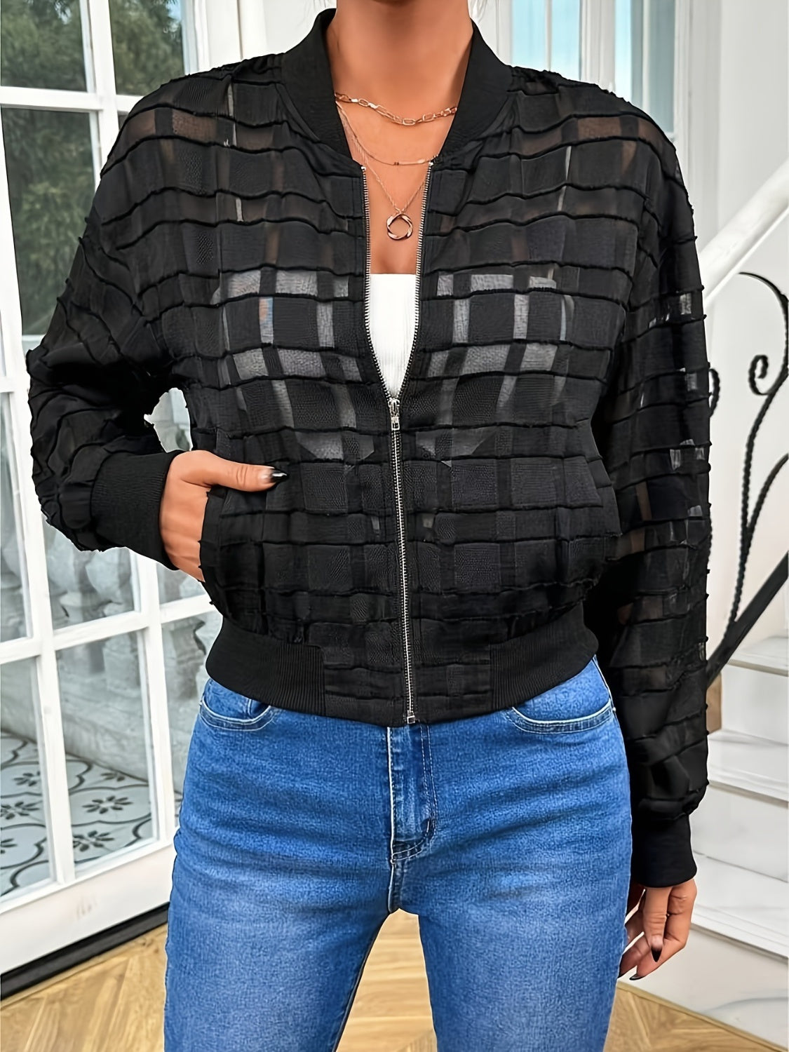 Valeria | Outerwear with baseball collar and zip fastening