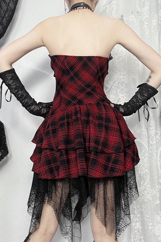 Slim Check Bodycon Gothic Dress