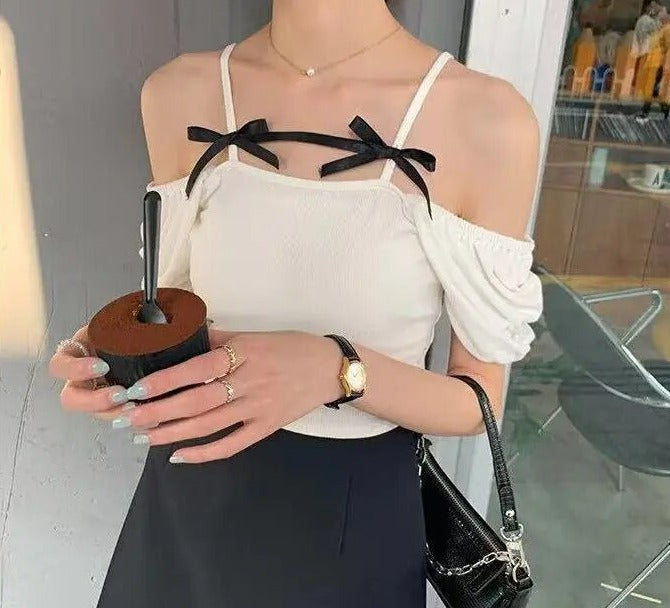 Fatima® | Off-The-Shoulder Top With Bows And Spaghetti Straps
