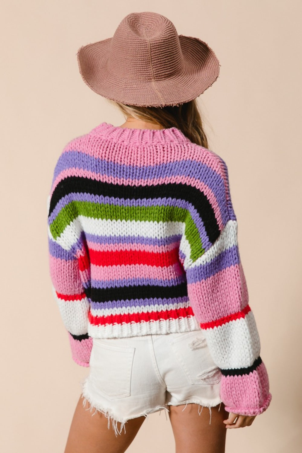 Victoria | Multicolored striped, cropped BiBi sweater