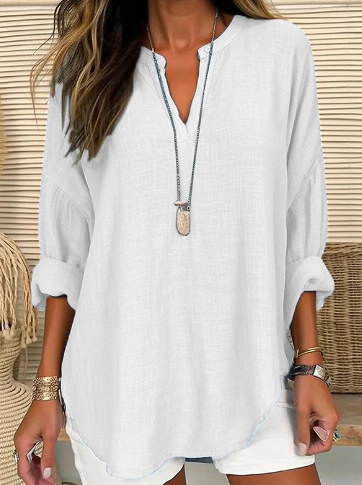 Teresa® | Agnes – Chemise Commuter of high quality with col en V en coton et lin