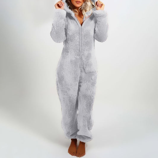 Adriana | Stylish women's winter jumpsuit pajamas with hood