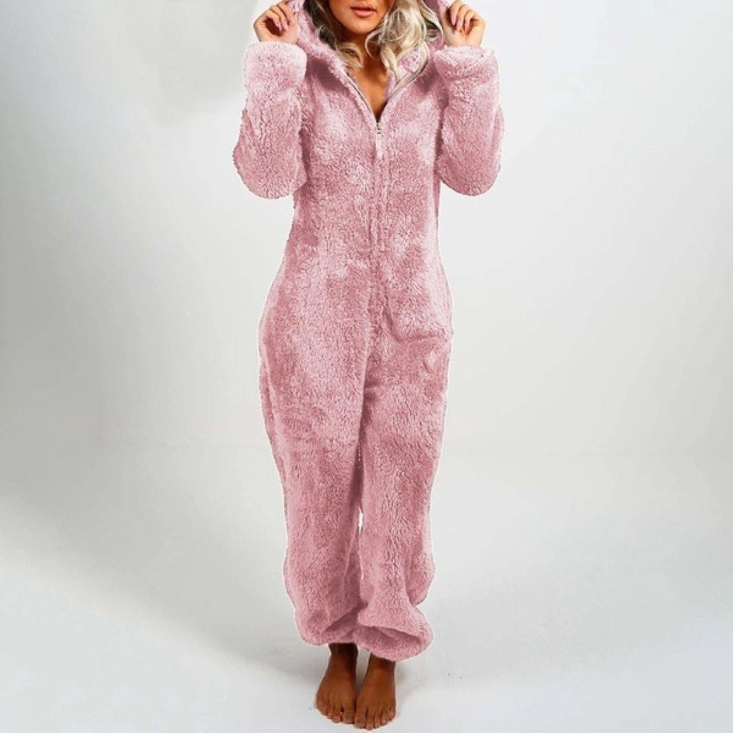 Adriana | Stylish women's winter jumpsuit pajamas with hood