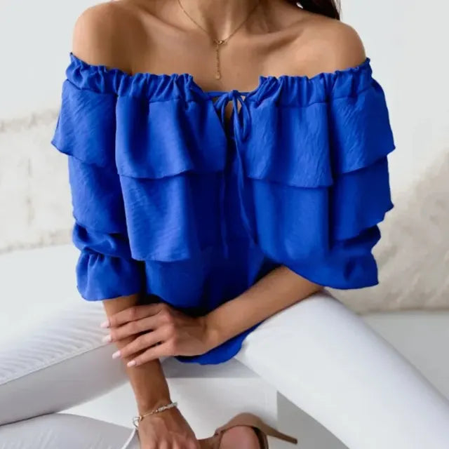 Ariela® | Off-The-Shoulder, Long-Sleeved Top With Tiered Ruffles