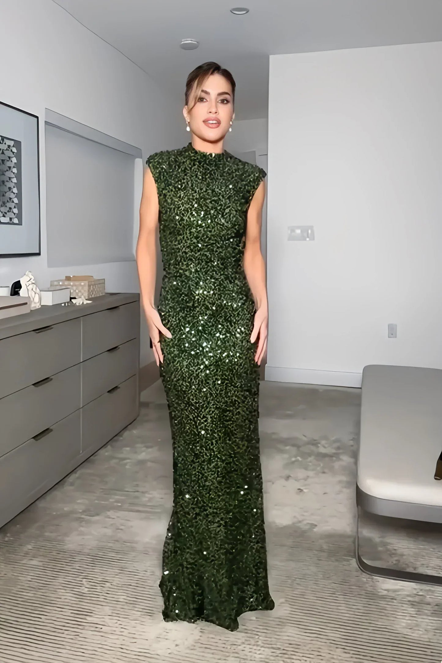 Rocío® | Elastic Sequin Backless Maxi Dress
