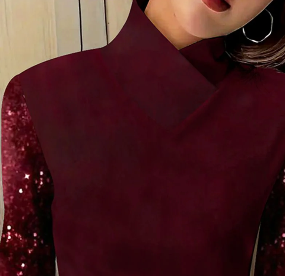 Anita® | Top with long sleeves in monochrome rouge foncé