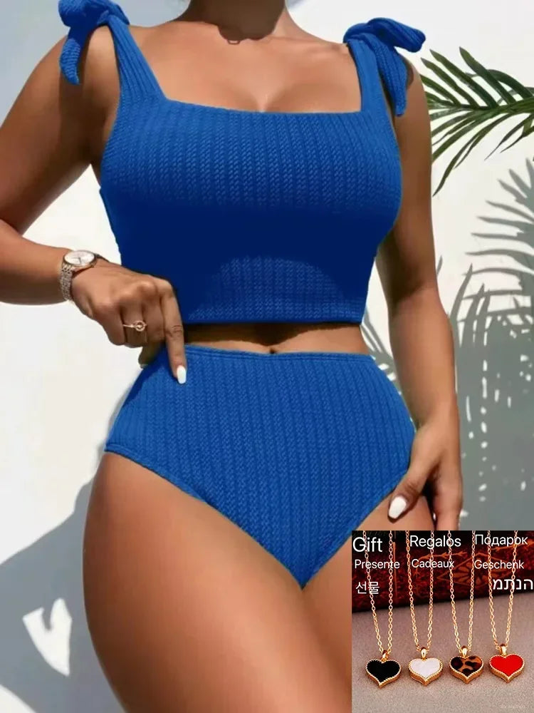 Estela® | High-Waisted Ribbed One-Piece With Bow Waistband