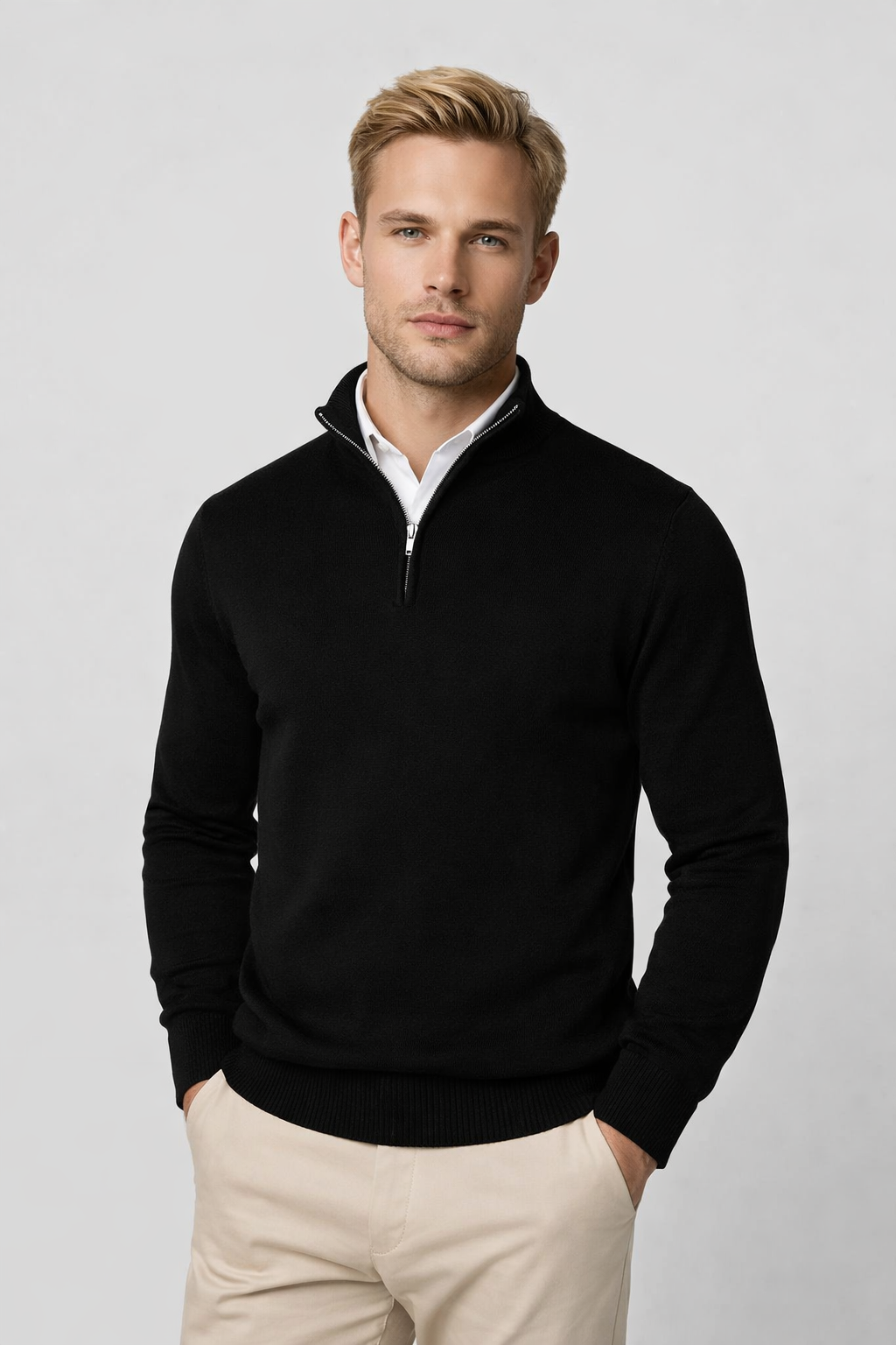 Edward | Men Half Zip High Neck Sweater