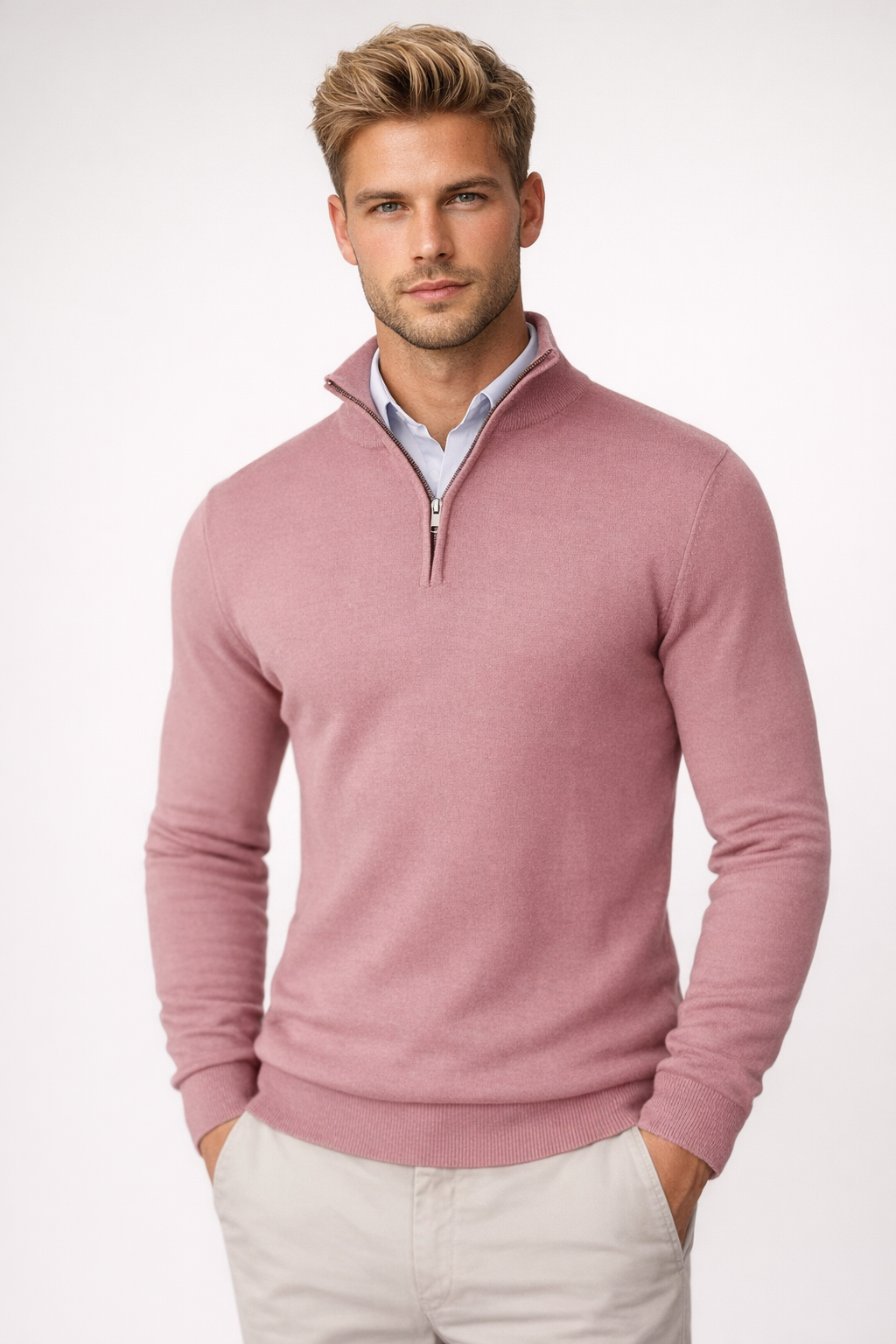 Edward | Men Half Zip High Neck Sweater