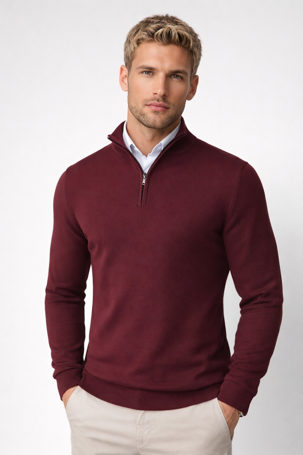Edward | Men Half Zip High Neck Sweater