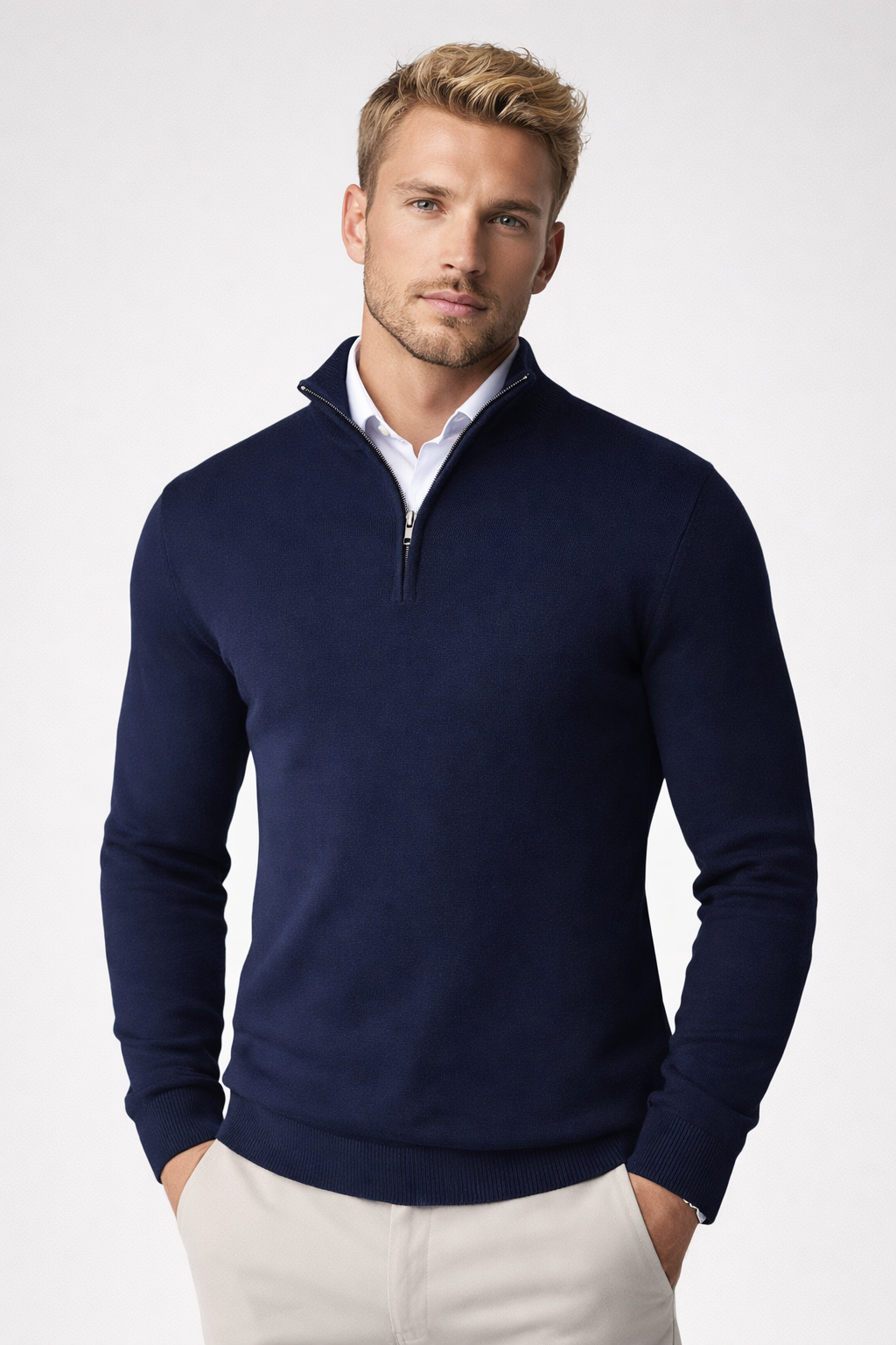 Edward | Men Half Zip High Neck Sweater