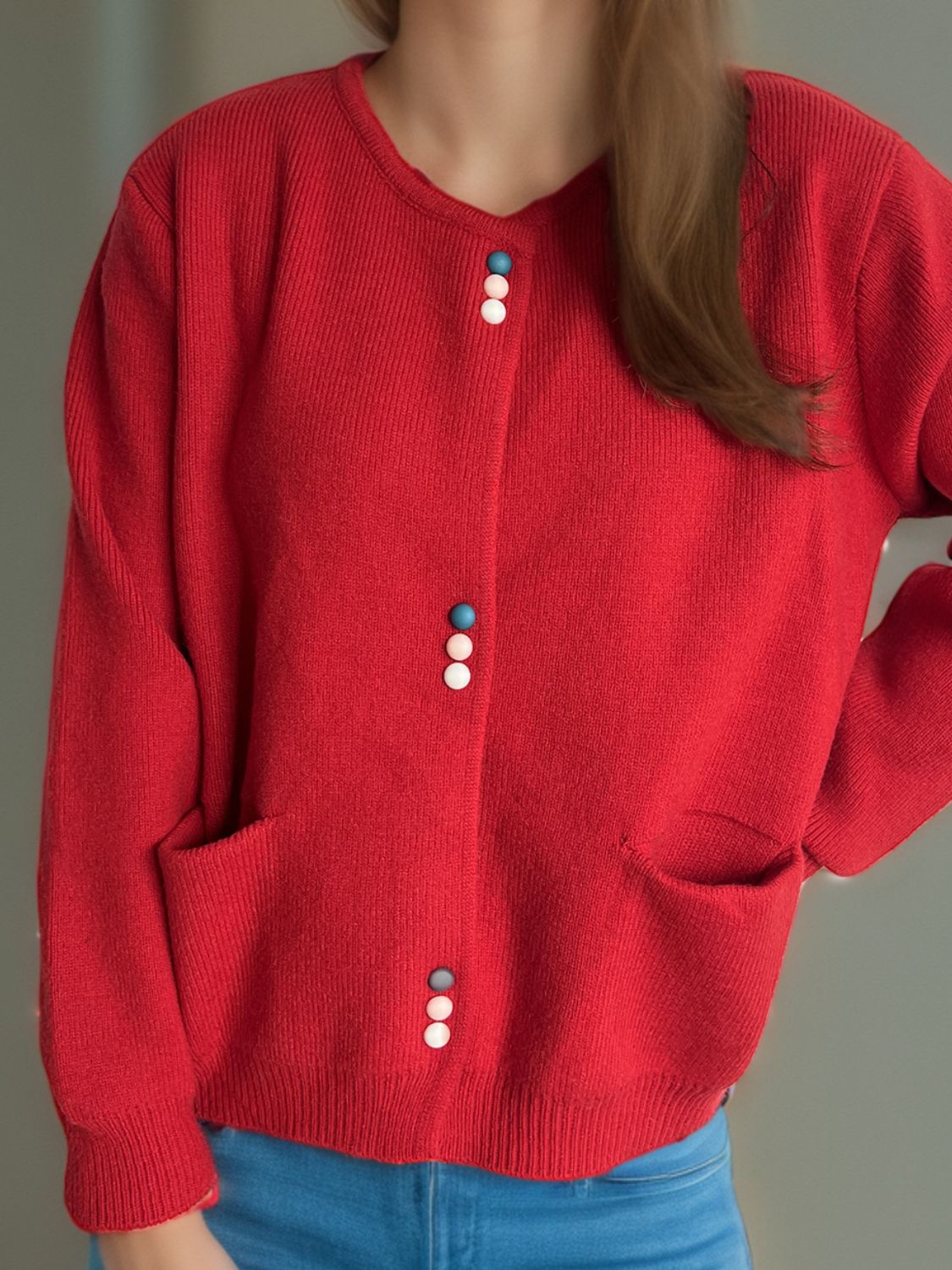Eulalia | Long sleeve cardigan with buttons and pockets