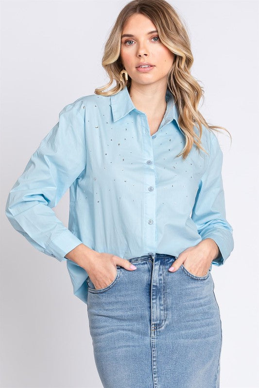 Erika | Shirt with rhinestone buttons