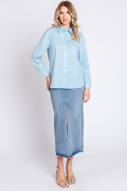Erika | Shirt with rhinestone buttons