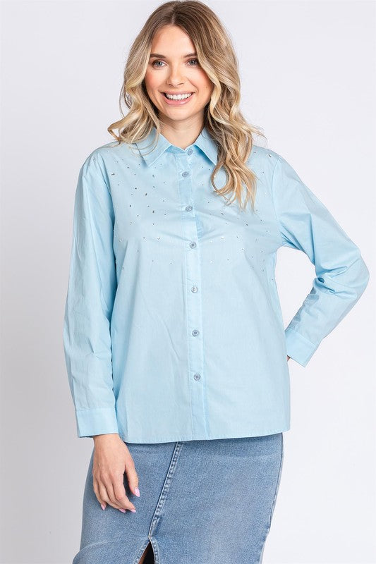 Erika | Shirt with rhinestone buttons
