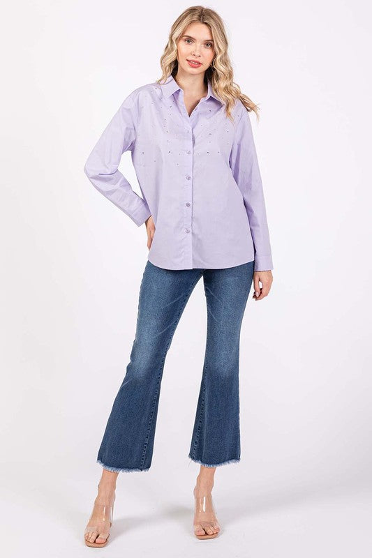 Erika | Shirt with rhinestone buttons