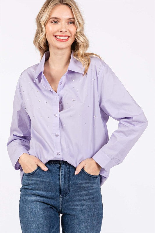 Erika | Shirt with rhinestone buttons