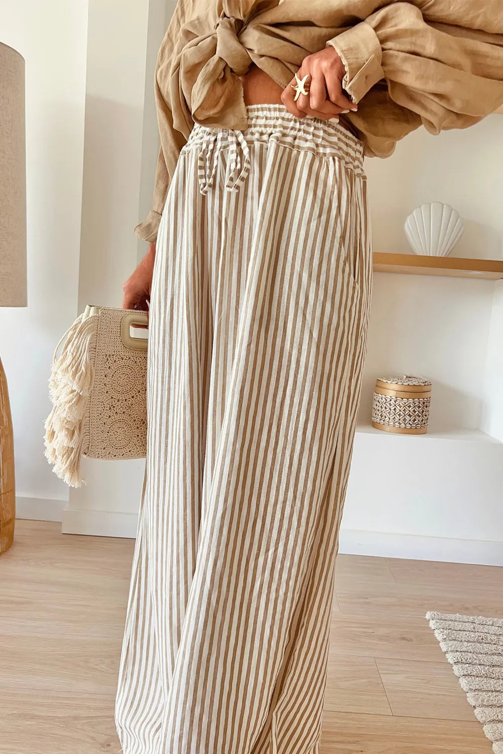 Natalia | Plus size striped wide leg pants