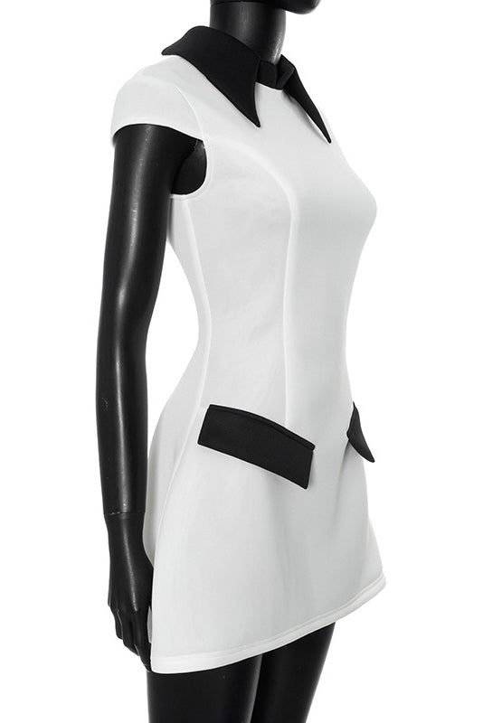 Geraldine® | Polyester Cap Sleeve Mini Dress With Contrasting Colour