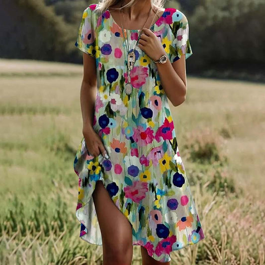 Solange® | Floral Cotton And Linen Dress