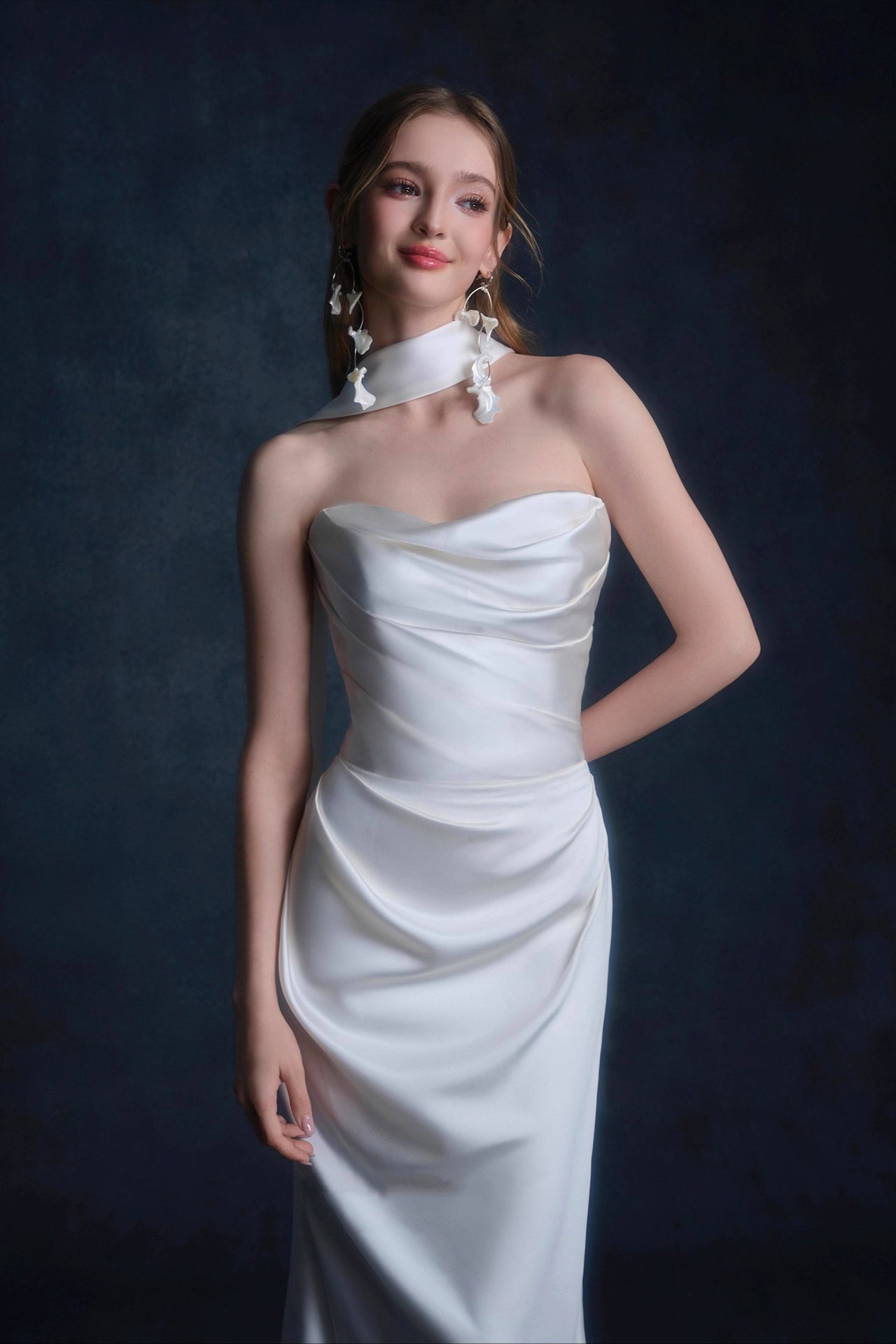 Satin Minimalist Bandeau Mermaid Reception Dress