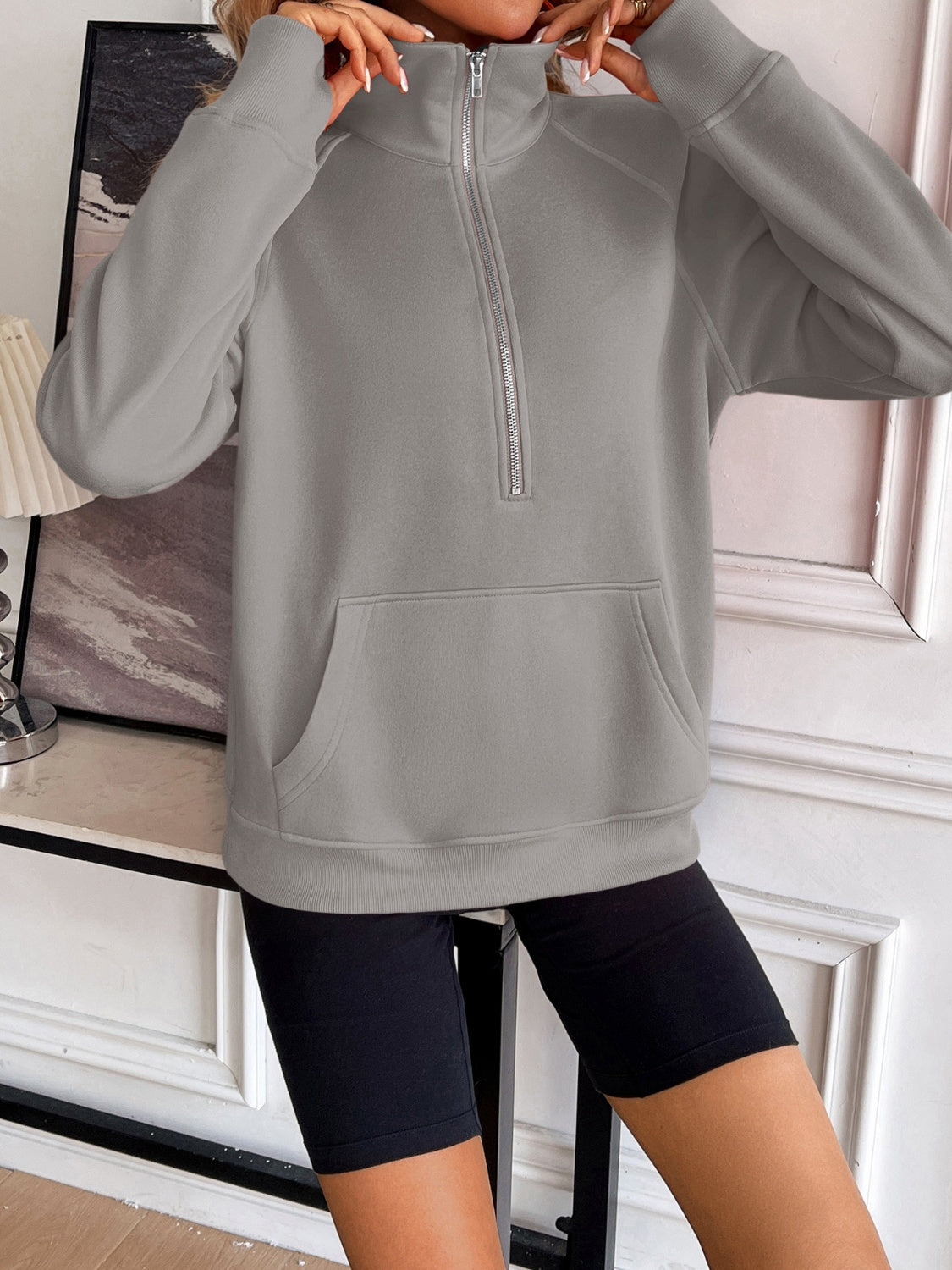 Nina | Ivy Lane half zip sweatshirt with raglan sleeves