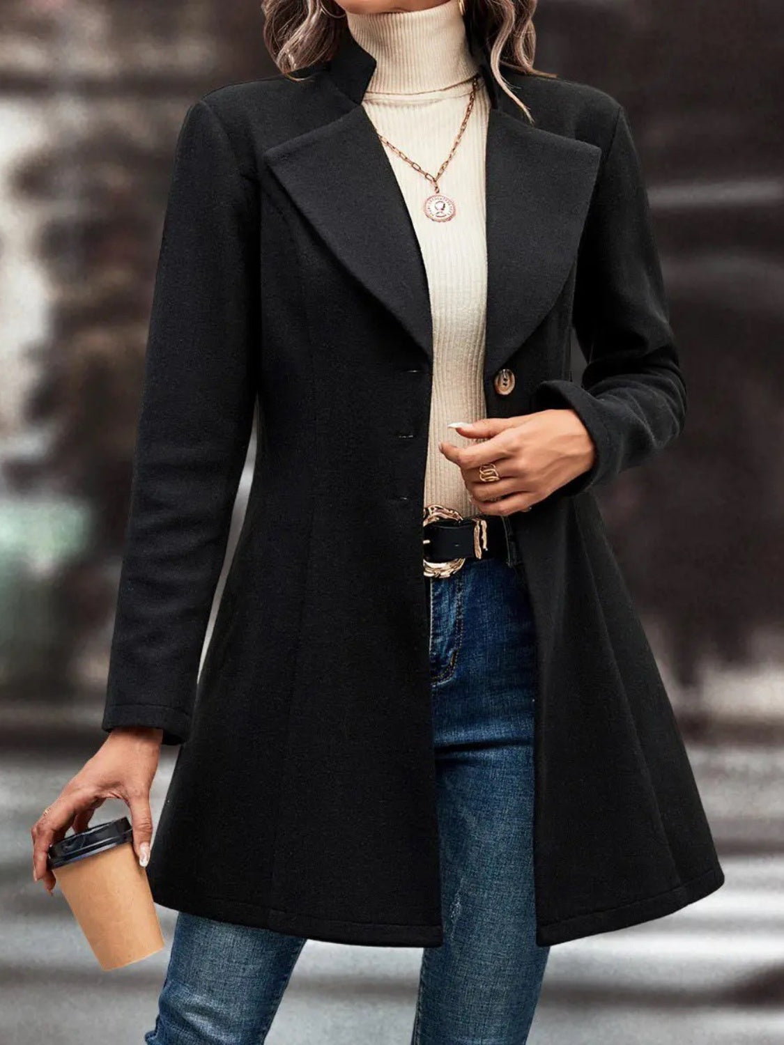 Evelyn | Long-sleeved, long-sleeved collared coat